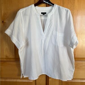 J. Crew White 100% Cotton Gauze Popover